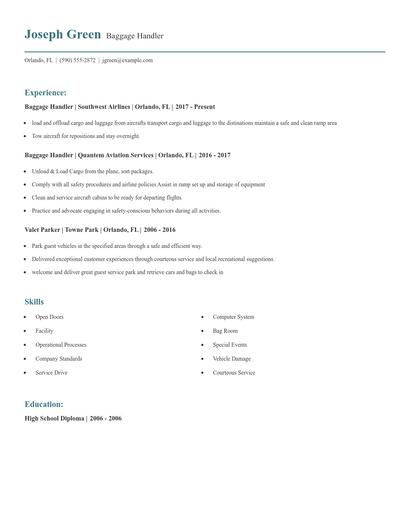 Baggage Handler Resume