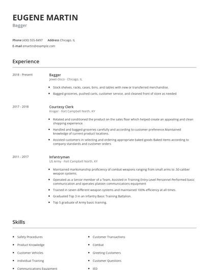 Bagger Resume