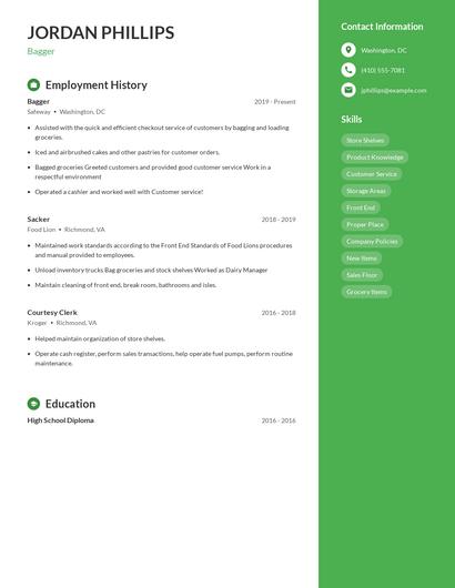 Bagger Resume