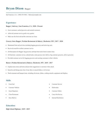Bagger Resume