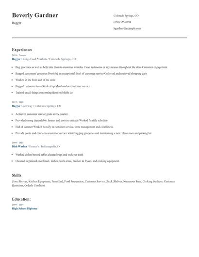 Bagger Resume