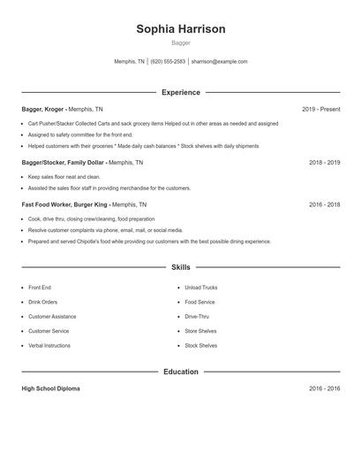 Bagger Resume