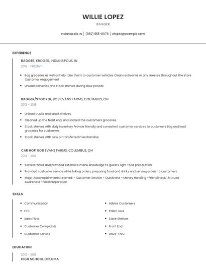 Bagger Resume