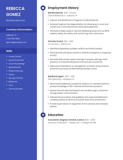 Bail Bondsman Resume