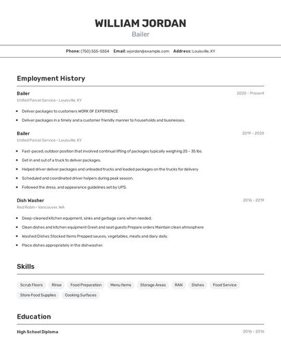Bailer Resume