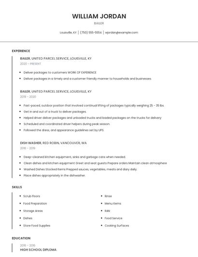 Bailer Resume