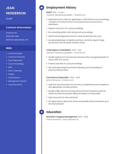 Bailiff Resume