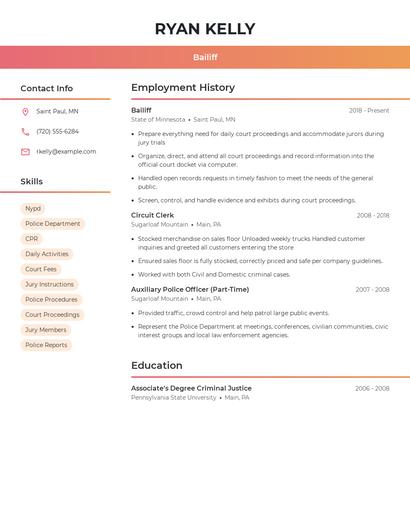 Bailiff Resume