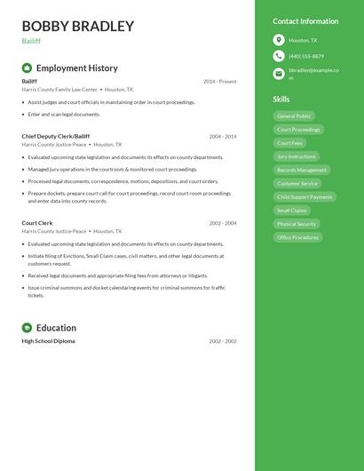 Bailiff Resume