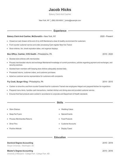 Resume example 1