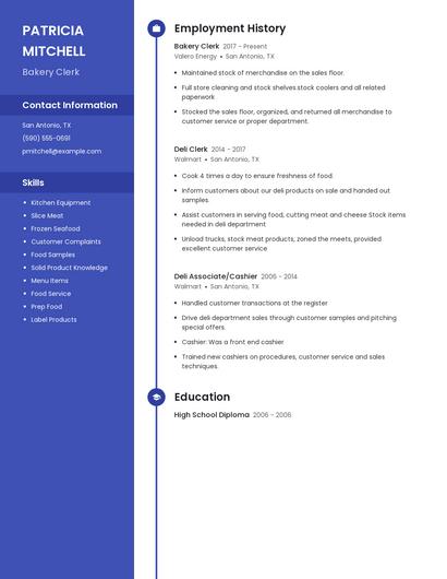 Bakery Clerk Resume