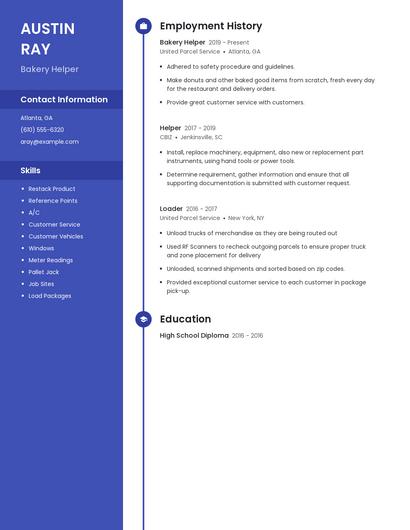 Bakery Helper Resume