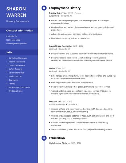Bakery Supervisor Resume