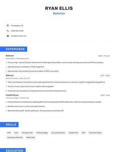 Balancer Resume
