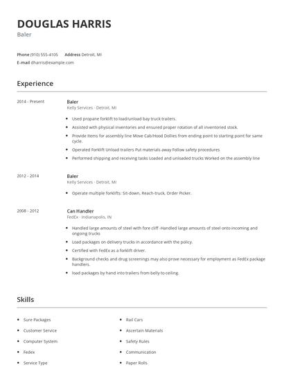 Baler Resume