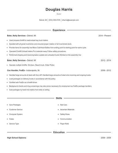 Baler Resume