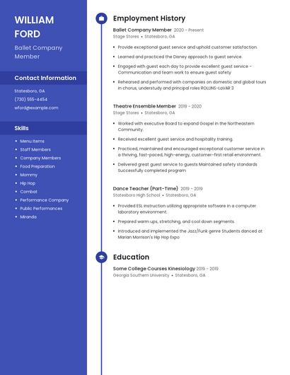 Ballet Company Member Resume