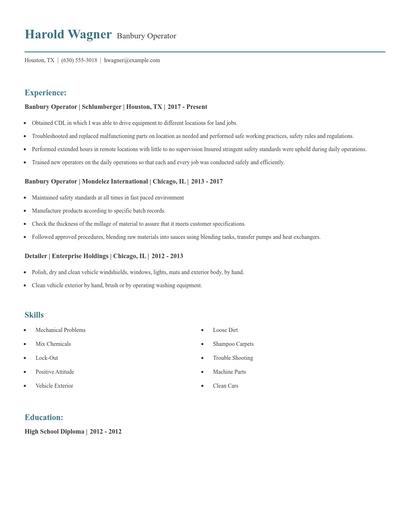 Banbury Operator Resume