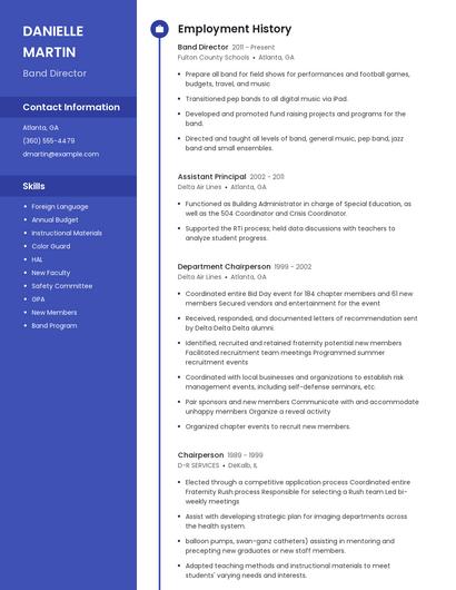 Band Director Resume