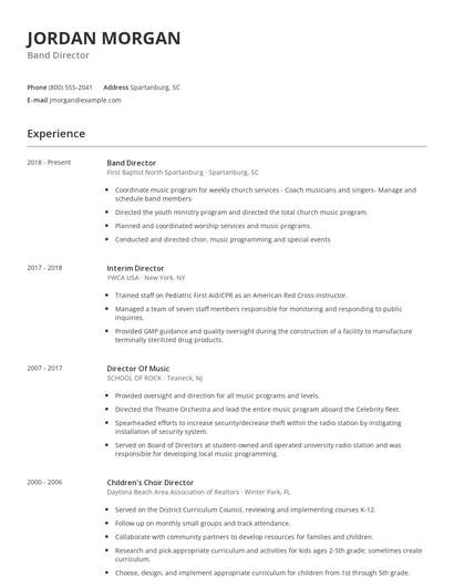 Band Director Resume