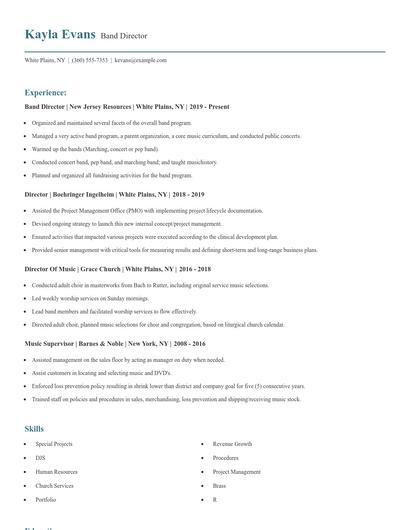 Band Director Resume