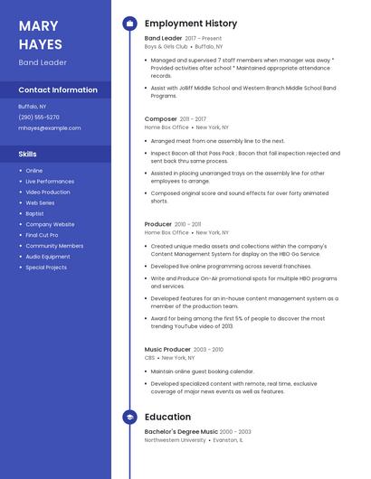 Band Leader Resume