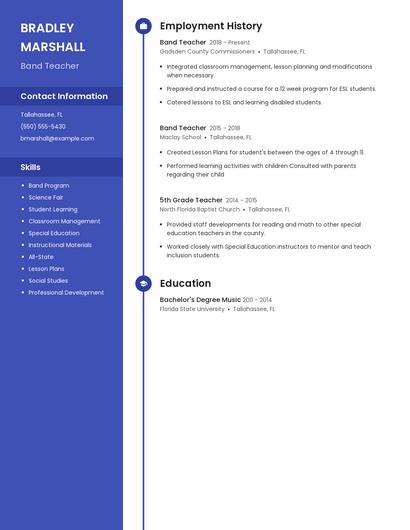 Band Teacher Resume