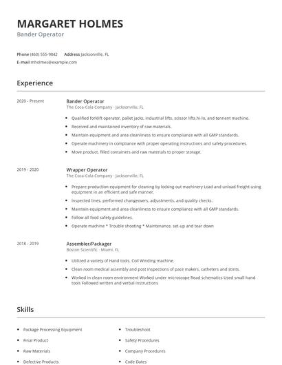 Bander Operator Resume