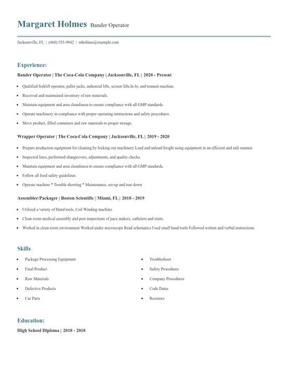 Bander Operator Resume