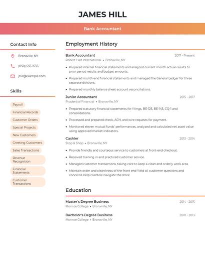 Bank Accountant Resume