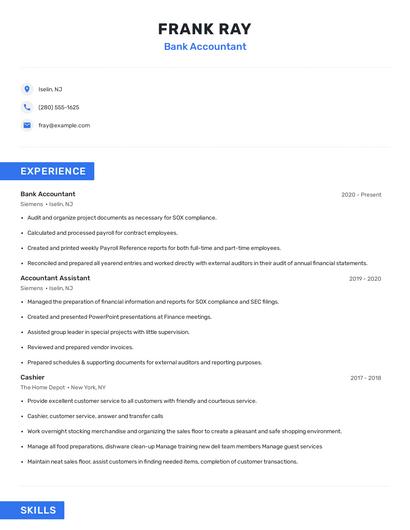 Bank Accountant Resume