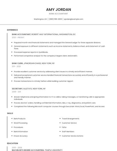 Bank Accountant Resume