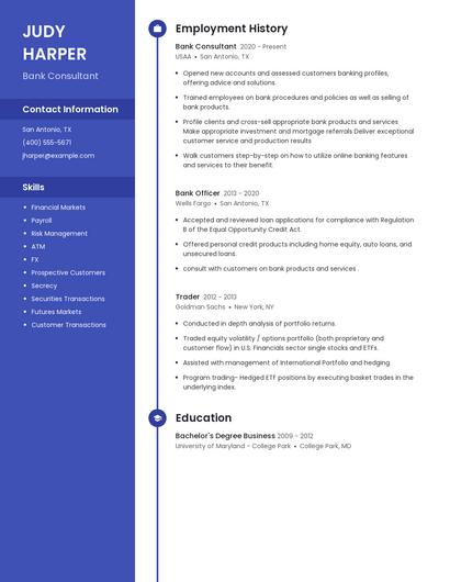 Bank Consultant Resume