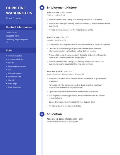Bank Courier Resume