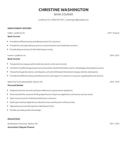 Bank Courier Resume
