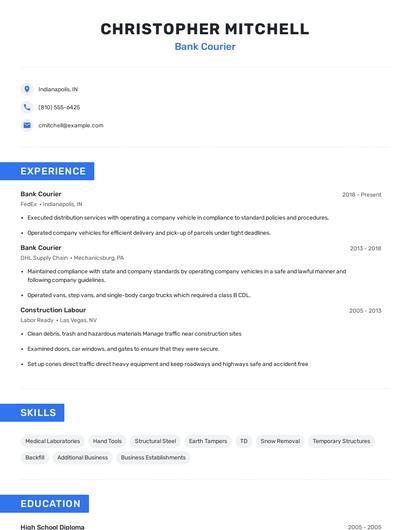 Bank Courier Resume