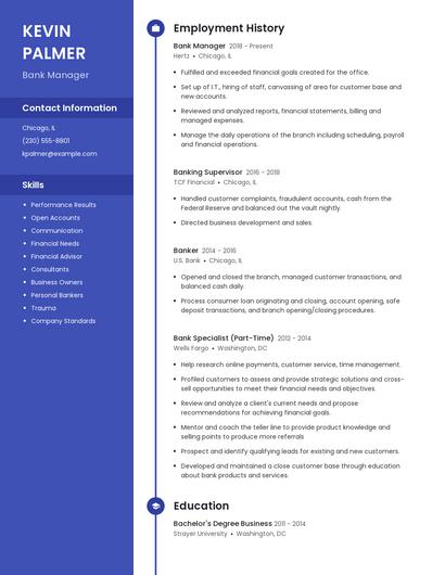 Bank Manager Resume