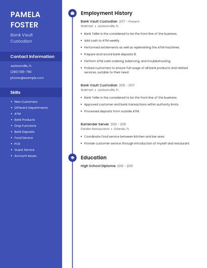 Bank Vault Custodian Resume