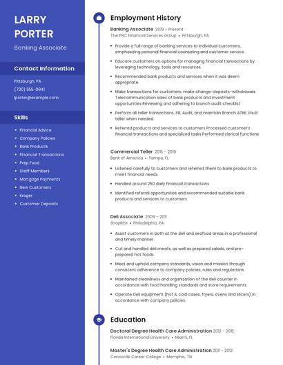 Banking Associate Resume