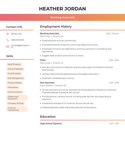 Banking Associate Resume