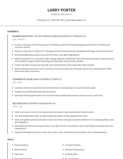 Banking Associate Resume