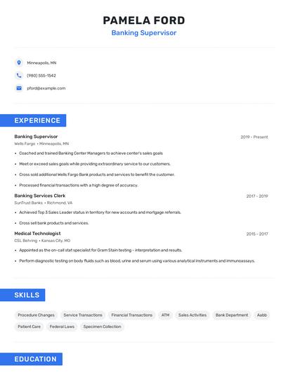 Banking Supervisor Resume