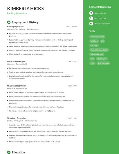 Banking Supervisor Resume