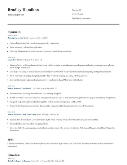 Banking Supervisor Resume
