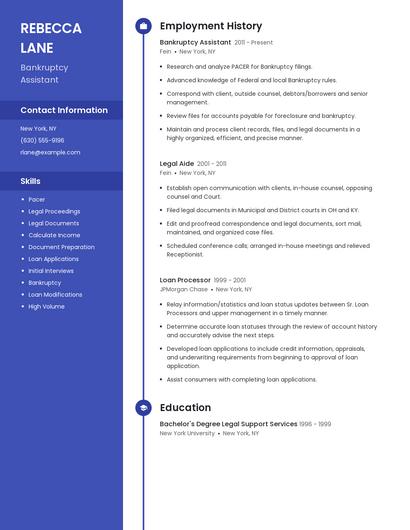Bankruptcy Assistant Resume
