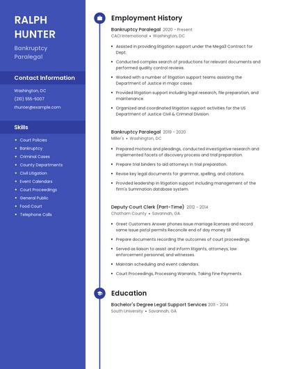 Bankruptcy Paralegal Resume
