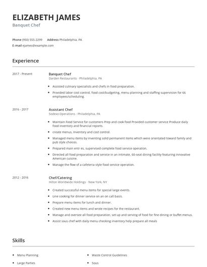 Banquet Chef Resume