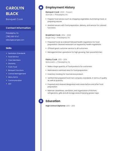 Banquet Cook Resume
