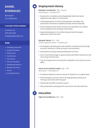 Banquet Coordinator Resume