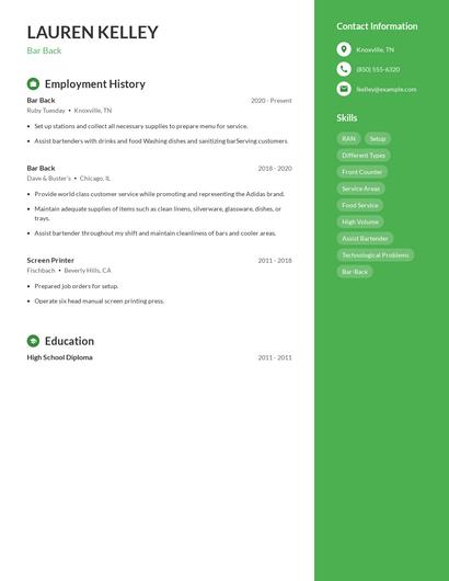 Resume example 5
